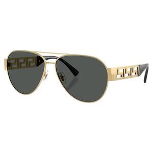 New VERSACE Sunglasses Gold Aviator Pilot Metal Greca Logo Black